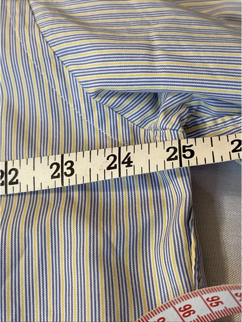 Men's Burberry London Blue/Ylw Striped Long Sleeve Button Dress Shirt 15 1/2 35